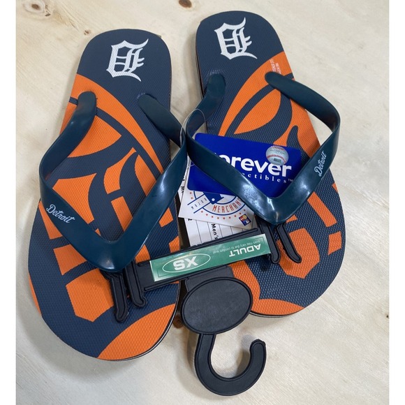 Shoes - Detroit Tigers MLB Baseball Flip Flops‎ Blue Orange New Extra Small Womens 5-6